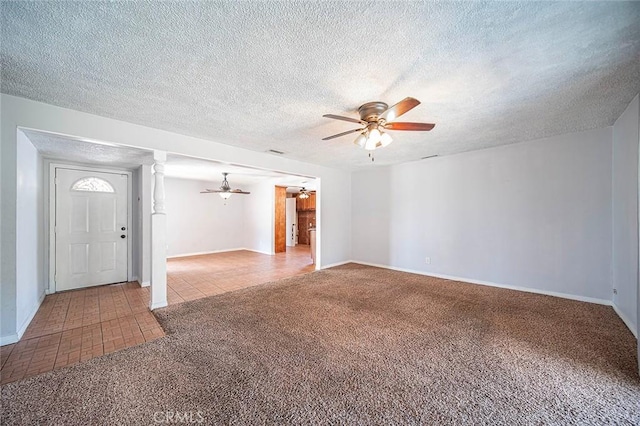 10288 Effen St, Rancho Cucamonga, CA 91730 - carpeted entrance foyer with ceiling fan, tile patterned floors, and a textured ceiling