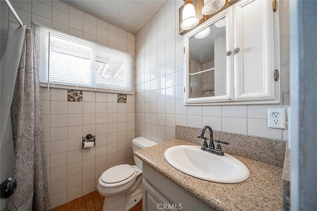 10288 Effen St, Rancho Cucamonga, CA 91730 - bathroom with tile walls, vanity, and a shower with curtain