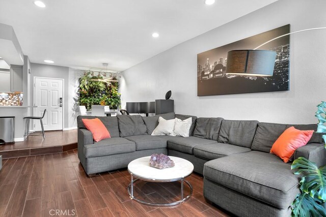 6323 Reseda Blvd Unit 39, Tarzana, CA 91335 - living room featuring recessed lighting and dark wood-style floors
