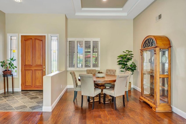 282 Camino Del Postigo, Escondido, CA 92029 - dining area with wood finished floors and a tray ceiling