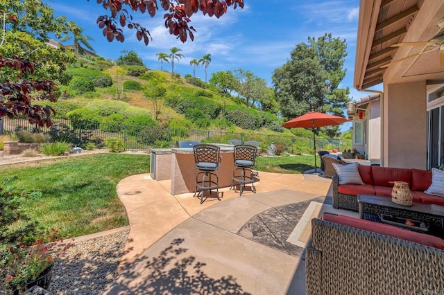 282 Camino Del Postigo, Escondido, CA 92029 - fenced backyard with an outdoor living space and a patio