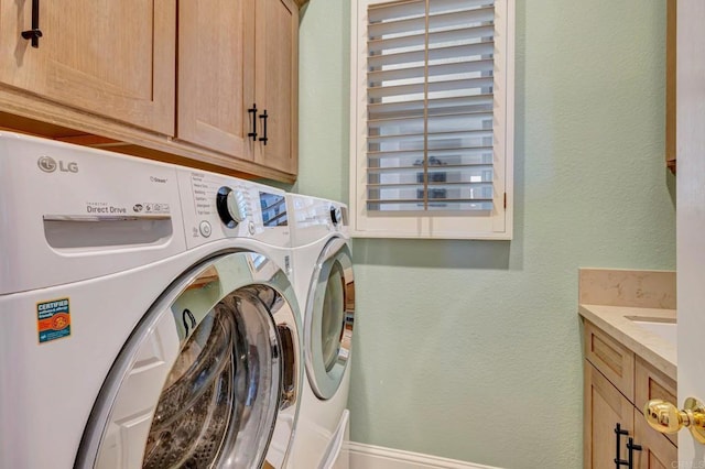 282 Camino Del Postigo, Escondido, CA 92029 - laundry room featuring separate washer and dryer, cabinet space, and a textured wall