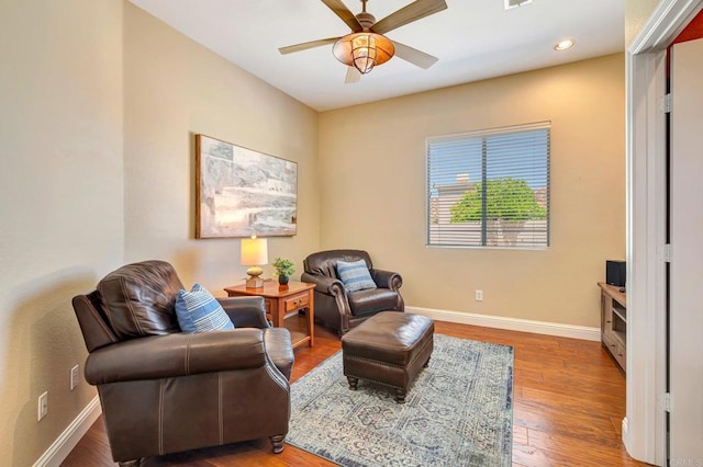 282 Camino Del Postigo, Escondido, CA 92029 - living area with a ceiling fan, wood finished floors, and recessed lighting
