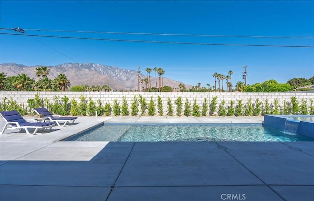 2901 N Biskra Rd, Palm Springs, CA 92262 - view of swimming pool with a mountain view, a patio area, and a fenced backyard