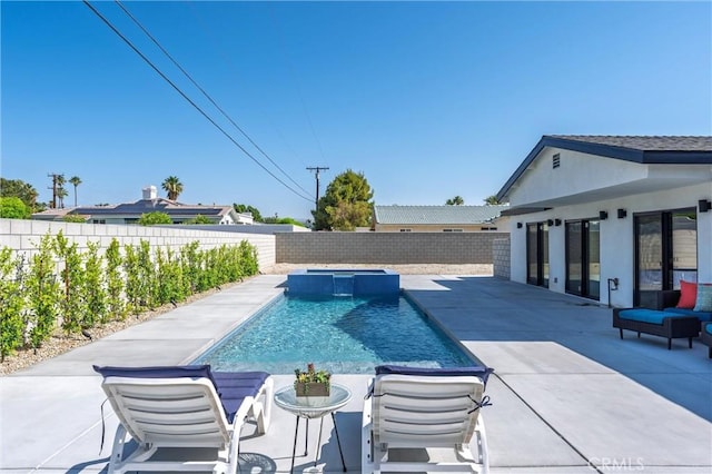 2901 N Biskra Rd, Palm Springs, CA 92262 - view of pool with a fenced backyard, a patio, and a pool with connected hot tub