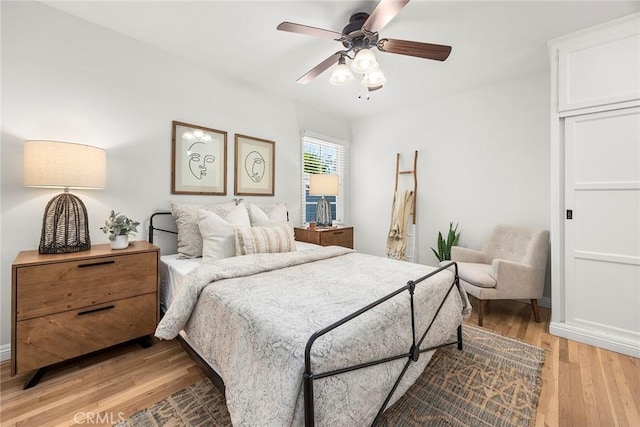 17139 Strathern St, Van Nuys, CA 91406 - bedroom featuring light wood finished floors and ceiling fan