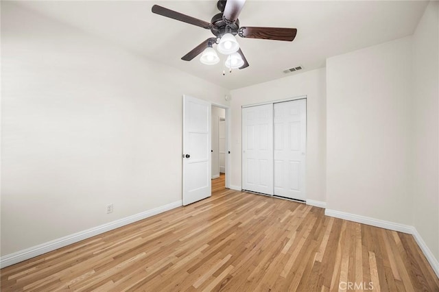 17139 Strathern St, Van Nuys, CA 91406 - unfurnished bedroom featuring light wood-style flooring, a closet, and ceiling fan