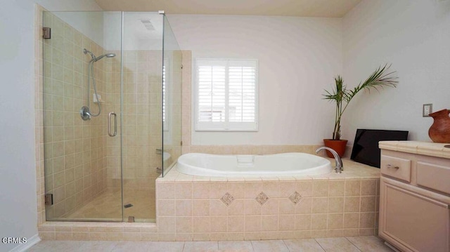 1239 Bayside Ln, Oxnard, CA 93035 - full bath with a bath, tile patterned floors, a shower stall, and vanity