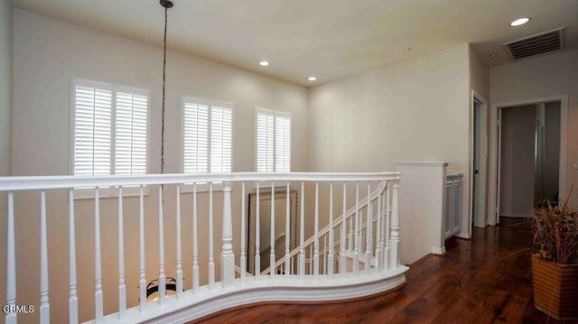 1239 Bayside Ln, Oxnard, CA 93035 - corridor with wood finished floors, recessed lighting, and an upstairs landing