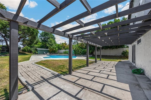 1345 W Valley View Dr, Fullerton, CA 92833 - fenced backyard with a pergola, a patio area, and a storage shed