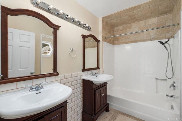 15140 Chase St, North Hills, CA 91343 - full bath featuring bathing tub / shower combination, tile walls, and vanity