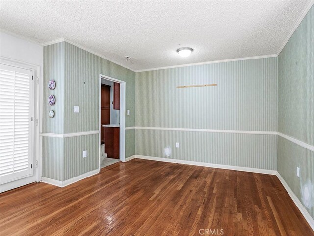2724 Scott Rd, Burbank, CA 91504 - unfurnished room with ornamental molding, wood finished floors, and a textured ceiling