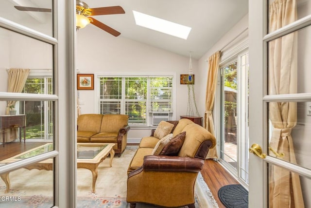 216 N Fulton St, Ojai, CA 93023 - sunroom with a skylight, lofted ceiling, healthy amount of natural light, and cooling unit