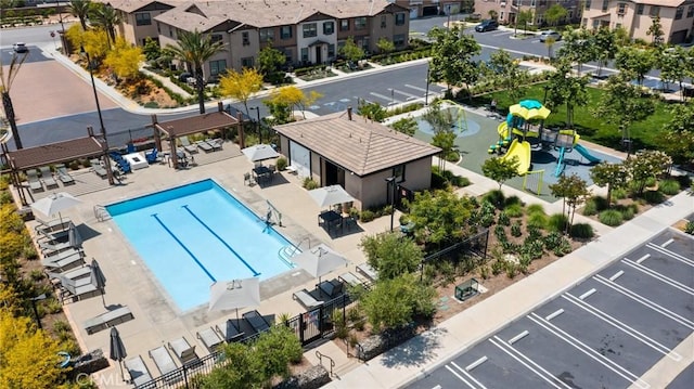 16502 Casa Grande Ave Unit 318, Fontana, CA 92336 - aerial view of a pool area