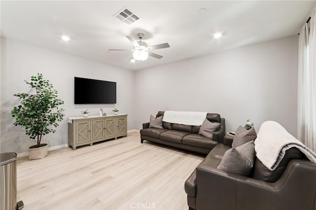 16502 Casa Grande Ave Unit 318, Fontana, CA 92336 - living area featuring a ceiling fan, light wood-type flooring, and recessed lighting