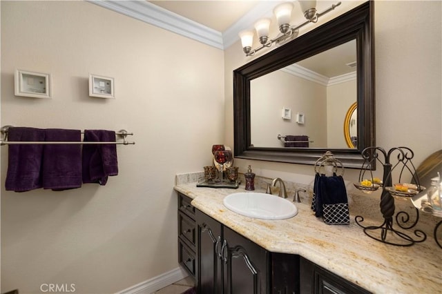 5647 Redwood Ave, Palmdale, CA 93551 - bathroom featuring ornamental molding and vanity