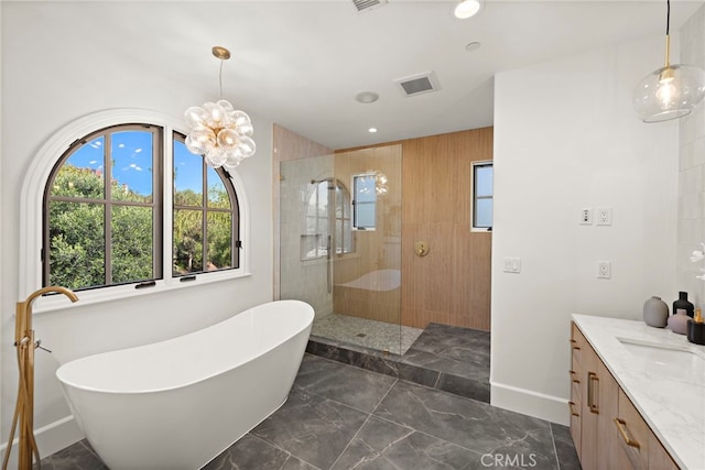 6 Rickie, Ladera Ranch, CA 92694 - bathroom with a soaking tub, vanity, plenty of natural light, walk in shower, and recessed lighting