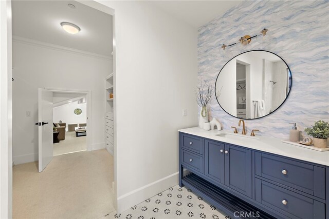 6 Rickie, Ladera Ranch, CA 92694 - bathroom with vanity and crown molding