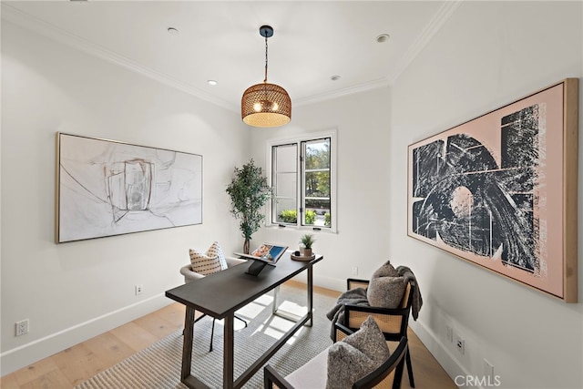 6 Rickie, Ladera Ranch, CA 92694 - office featuring ornamental molding, light wood-style flooring, and recessed lighting