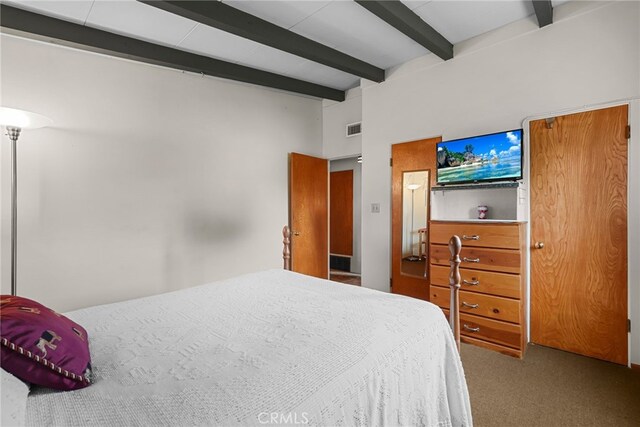 27439 Santa Clarita Rd, Saugus, CA 91350 - bedroom with carpet floors and beam ceiling