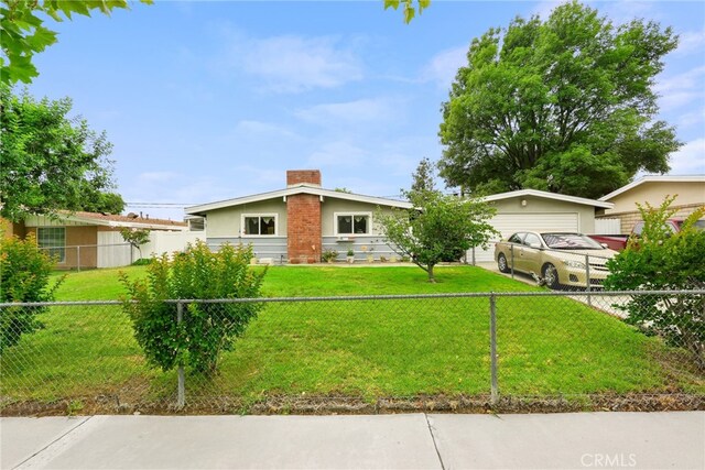 27439 Santa Clarita Rd, Saugus, CA 91350 - mid-century inspired home with an attached garage, a chimney, and driveway