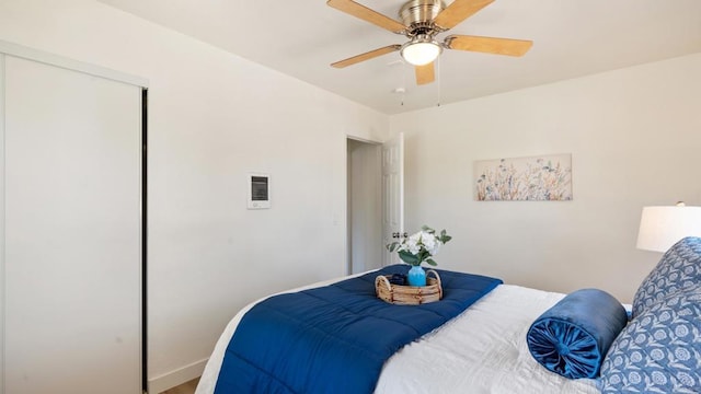 846 44th St, San Diego, CA 92102 - bedroom featuring ceiling fan and baseboards