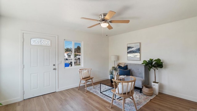 846 44th St, San Diego, CA 92102 - living area featuring wood finished floors and a ceiling fan
