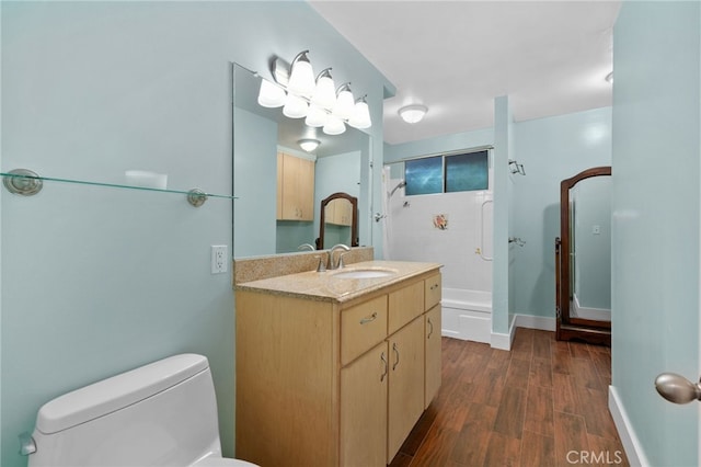 313 E S Ave, Redlands, CA 92373 - bathroom with vanity, wood finished floors, and a shower
