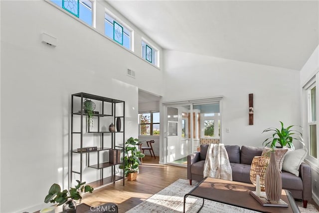 2892 Los Feliz Ct Unit 37, San Luis Obispo, CA 93401 - living area with wood finished floors and a high ceiling