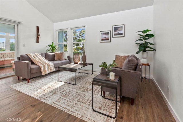 2892 Los Feliz Ct Unit 37, San Luis Obispo, CA 93401 - living room with lofted ceiling and wood finished floors