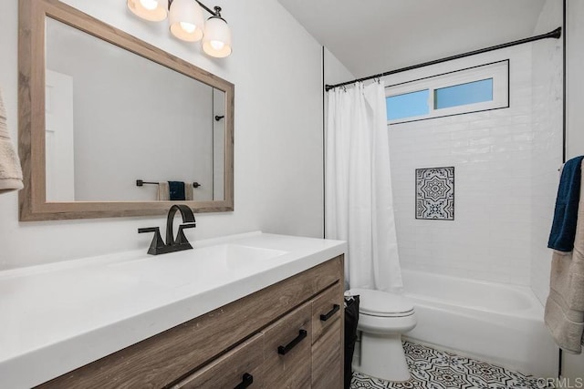 13655 Quinton Rd, San Diego, CA 92129 - full bath with vanity, shower / bathtub combination with curtain, and tile patterned floors