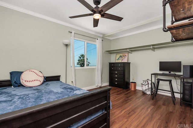 13655 Quinton Rd, San Diego, CA 92129 - bedroom with crown molding, wood finished floors, and a ceiling fan