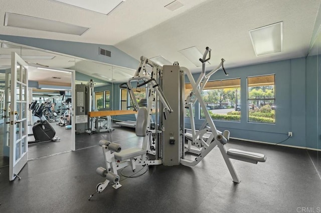 12191 Cuyamaca College Dr E Unit 213, El Cajon, CA 92019 - workout area featuring vaulted ceiling and french doors