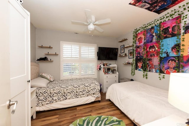 11705 Via Medanos, San Diego, CA 92128 - bedroom featuring wood finished floors and ceiling fan