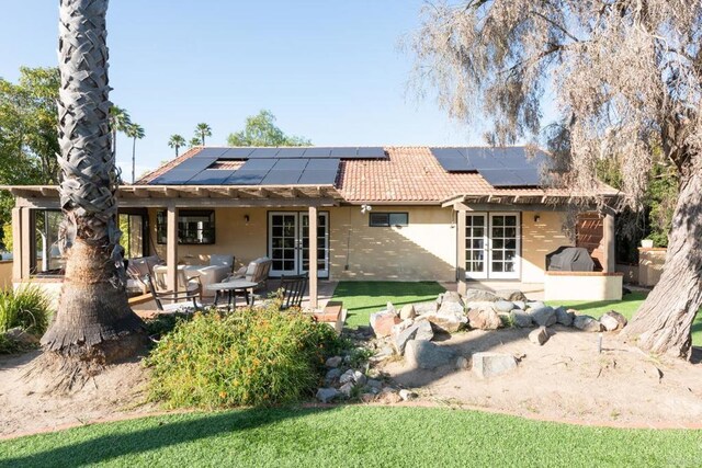 11705 Via Medanos, San Diego, CA 92128 - rear view of property featuring stucco siding, french doors, and a patio area
