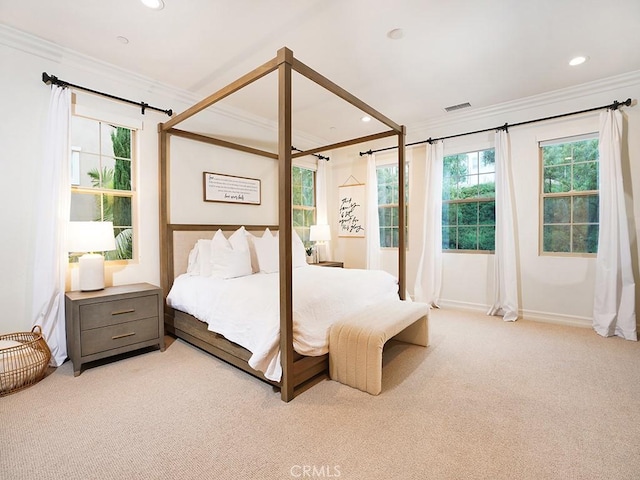 29 Via Timon, San Clemente, CA 92673 - bedroom featuring crown molding, light carpet, and recessed lighting