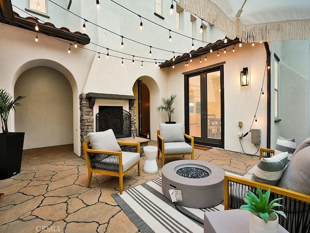 29 Via Timon, San Clemente, CA 92673 - view of patio with french doors and an outdoor living space with a fireplace