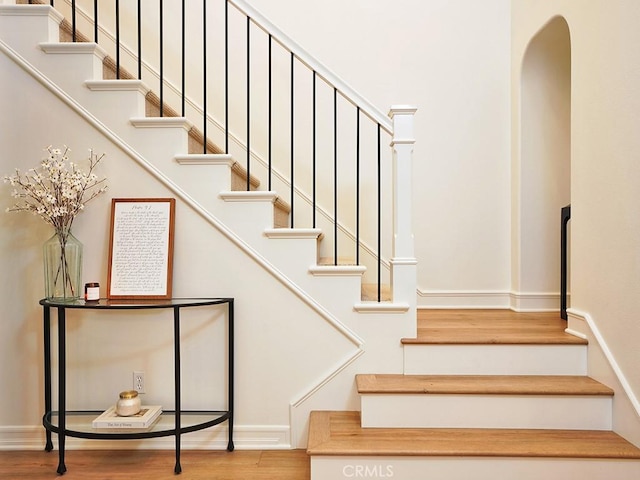 29 Via Timon, San Clemente, CA 92673 - stairs featuring wood finished floors and arched walkways