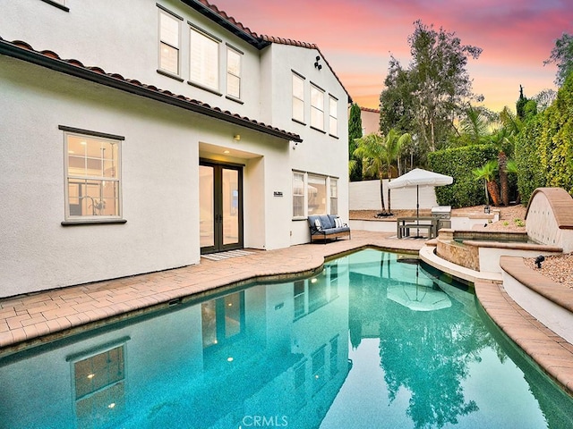 29 Via Timon, San Clemente, CA 92673 - view of pool with french doors, a patio area, and a pool with connected hot tub