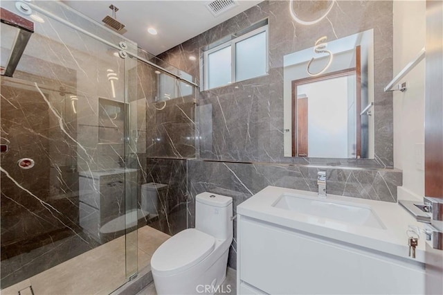 615 El Redondo Ave, Redondo Beach, CA 90277 - full bath featuring tile walls, vanity, and a marble finish shower