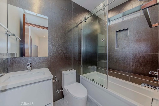 615 El Redondo Ave, Redondo Beach, CA 90277 - full bath featuring tile walls, bath / shower combo with glass door, and vanity