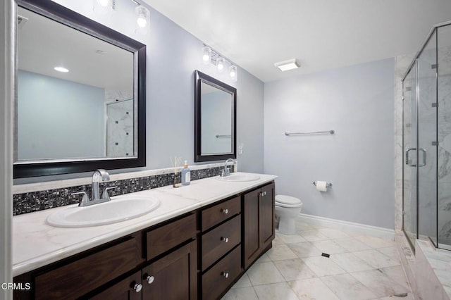 4424 Whitsett Ave Unit 102, Studio City, CA 91604 - full bath with double vanity and a marble finish shower