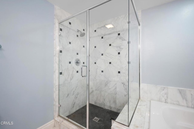 4424 Whitsett Ave Unit 102, Studio City, CA 91604 - bathroom featuring a bath and a marble finish shower