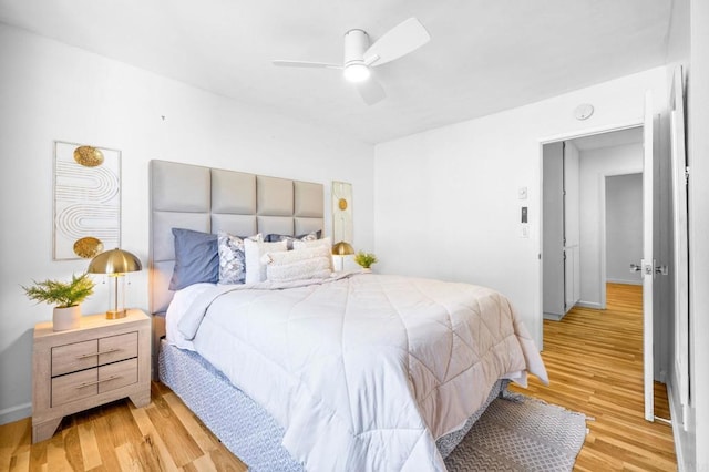 6660 Bell Bluff Ave Unit A, San Diego, CA 92119 - bedroom with light wood-style floors and a ceiling fan