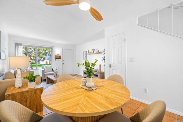 6660 Bell Bluff Ave Unit A, San Diego, CA 92119 - dining space featuring light tile patterned flooring and a ceiling fan