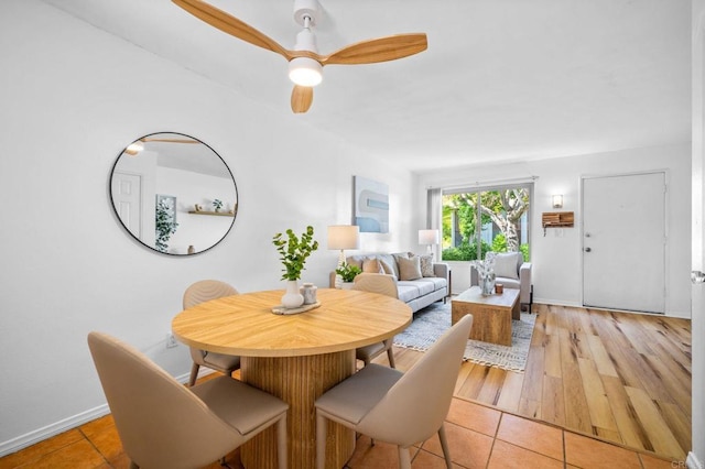 6660 Bell Bluff Ave Unit A, San Diego, CA 92119 - dining room with ceiling fan and light tile patterned floors