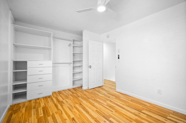 6660 Bell Bluff Ave Unit A, San Diego, CA 92119 - unfurnished bedroom with light wood finished floors, a closet, and a ceiling fan