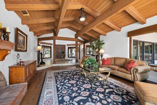 9 Rolling View Ln, Fallbrook, CA 92028 - living area with dark wood-style flooring and wooden ceiling
