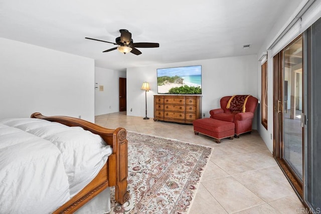 9 Rolling View Ln, Fallbrook, CA 92028 - bedroom with light tile patterned floors and a ceiling fan