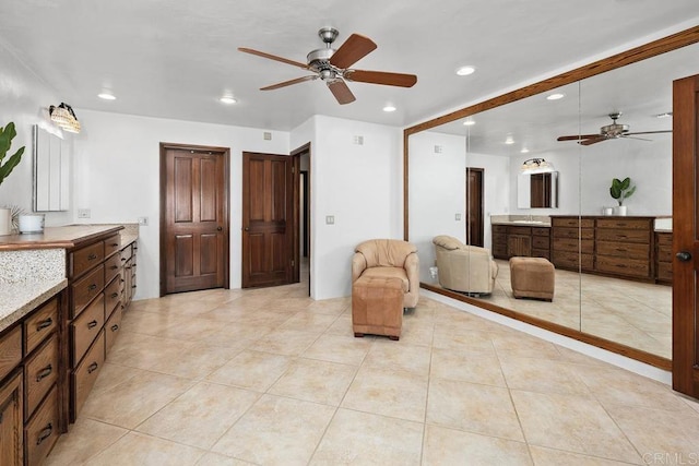 9 Rolling View Ln, Fallbrook, CA 92028 - sitting room with a ceiling fan, recessed lighting, and light tile patterned flooring